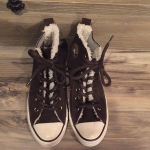Brown fleece lined All Star Converses
